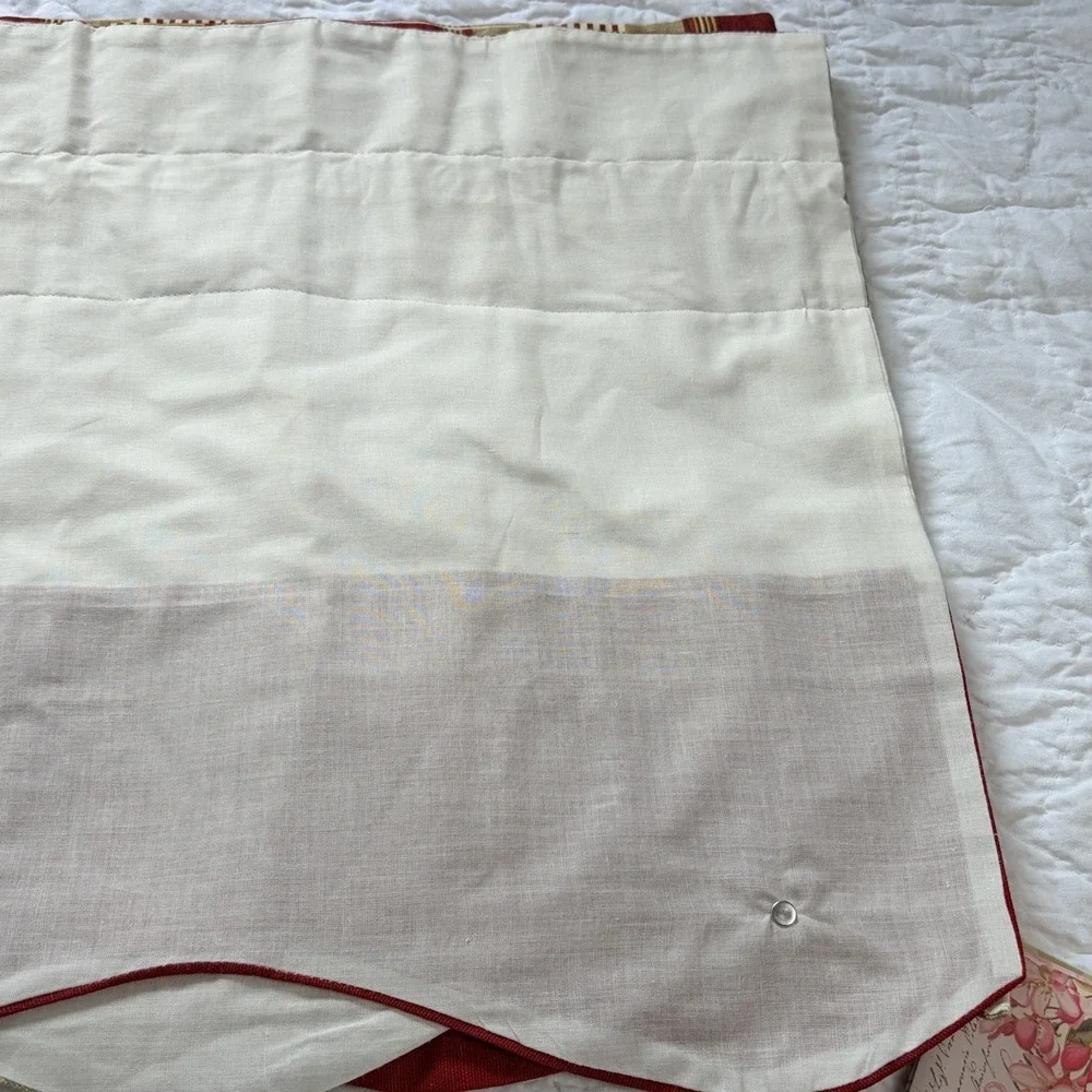 Custom Window Valance Red Gold Stripe 78 x 18 Lined Button Accent